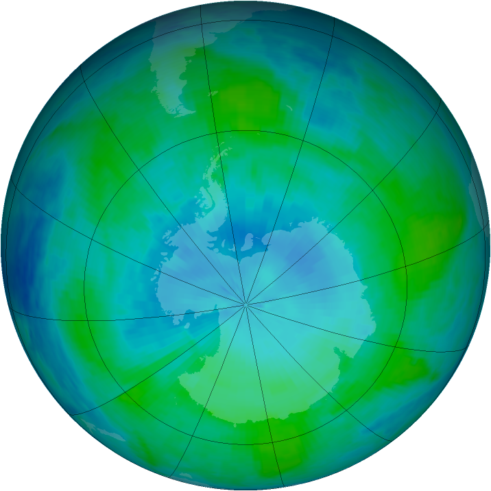 Antarctic ozone map for 31 January 1986